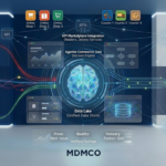 A strategic visualization of Agentic Commerce showing an AI core connected to a Data Lake, analyzing household sensors, personal calendars, and dietary preferences for automated retail decisions - MDMCO.